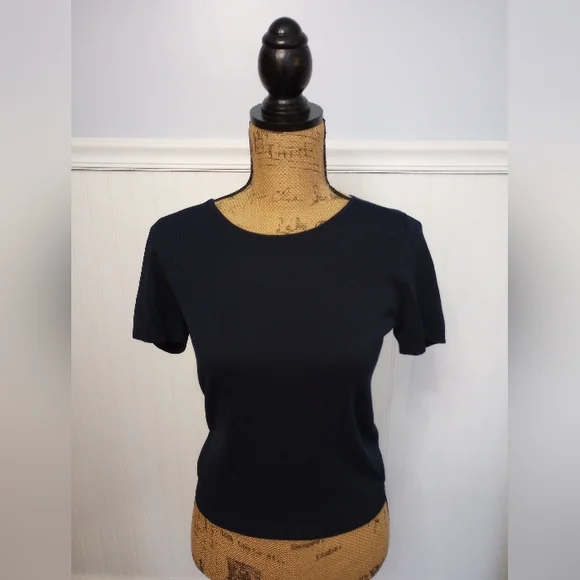 Brooks Brothers Silk Cardigan Twin Sweater Set Women's Navy Blue Button Sz Small - Picture 3 of 11